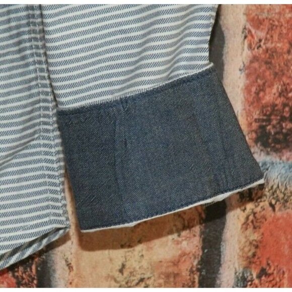 21 Men Men's Gray Striped Shirt Size L Roll Tab - Picture 5 of 10